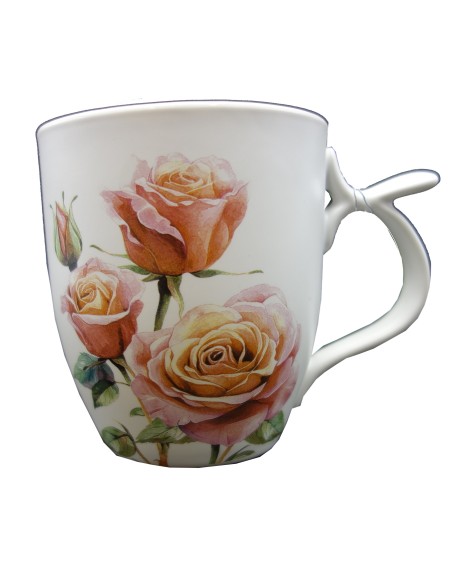 Mug Blanc – Roses – Contenance 30 cl