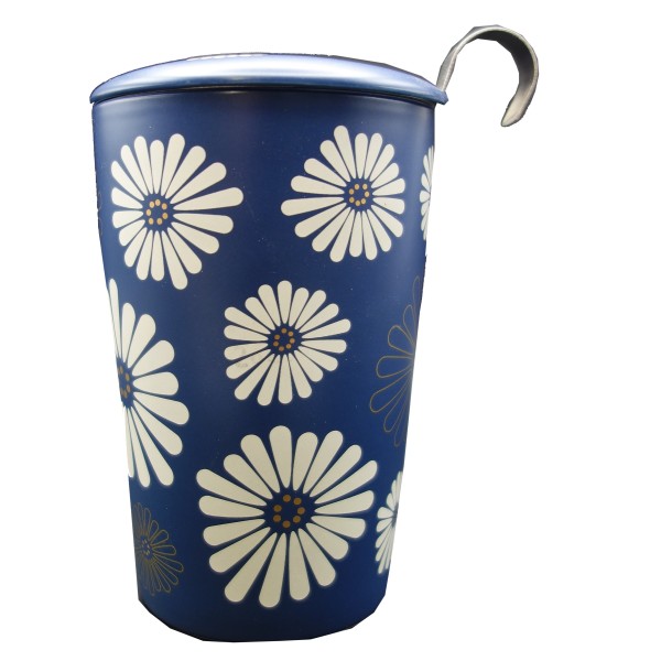Tisanière – Fleurs Blanches sur Bleu Nuit
