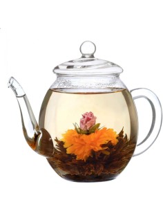 Coffret Cadeau Théière en Verre + 6 Fleurs de Thé Noir Fruité Aromatisé