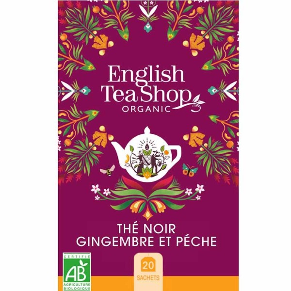 Thé Noir Gingembre Pêche Bio 20 sachets | English Tea Shop